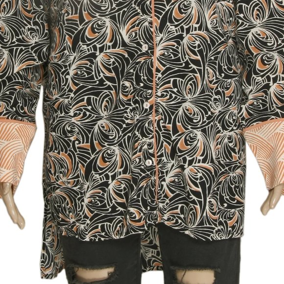 By Anthropologie Mix Print Top Buttondown Tunic S M & LP - Picture 8 of 8